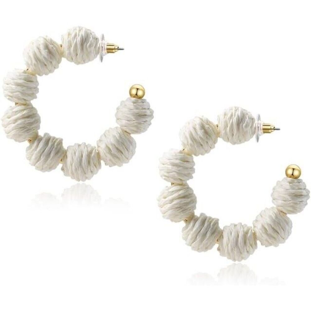 Statement‎ Raffia Hoop Dangle Earrings for Women